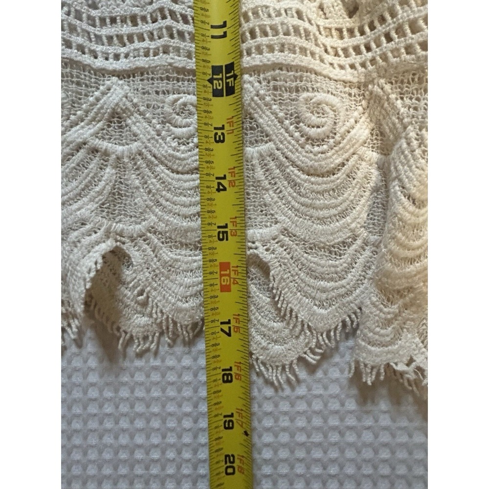 Rebellion Again Crochet - Women's Small Top Sleeveless Shirt Festival Boho Cream - Picture 7 of 14